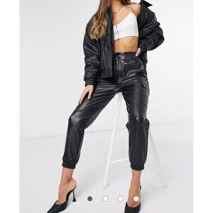 Abercrombie & Fitch faux Leather Cargo Black Joggers Pants High Rise Size Small